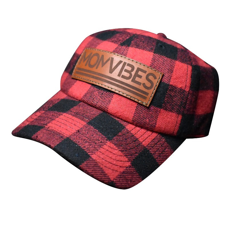 MomVibes Curved Bill Strap back Hat (Buffalo Plaid)